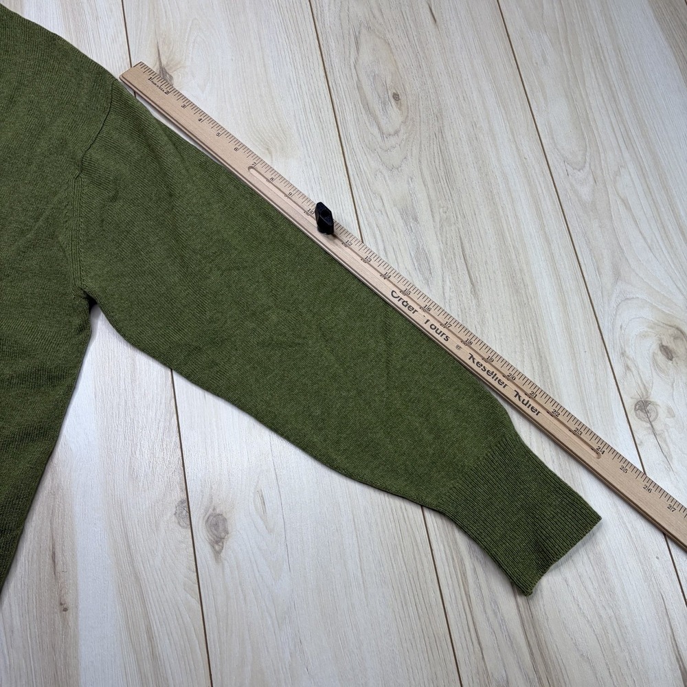 Alan Paine Pure Lambswool Knit Cardigan Mens Size 44 Green Vintage England Made - Picture 6 of 6